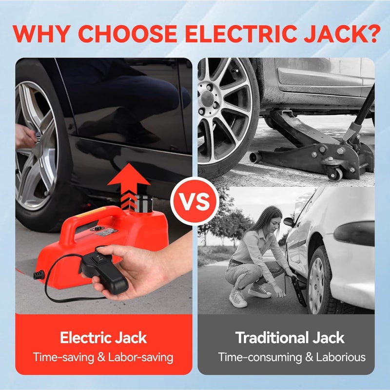 Trihelper Electric Car Jack 5 Ton 12V Hydraulic Jack Portable Car Lift Floor Jack Stand for Sedans SUV MPV Sedan Truck Change Tires Garage Repair Roadside Emergency Kit - Image 3